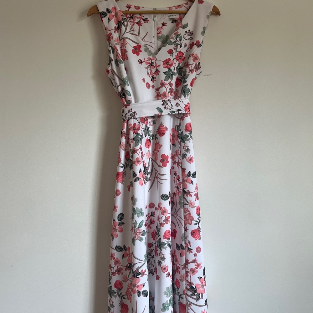 Calvin Klein Cream Wrap Tie Front Sundress